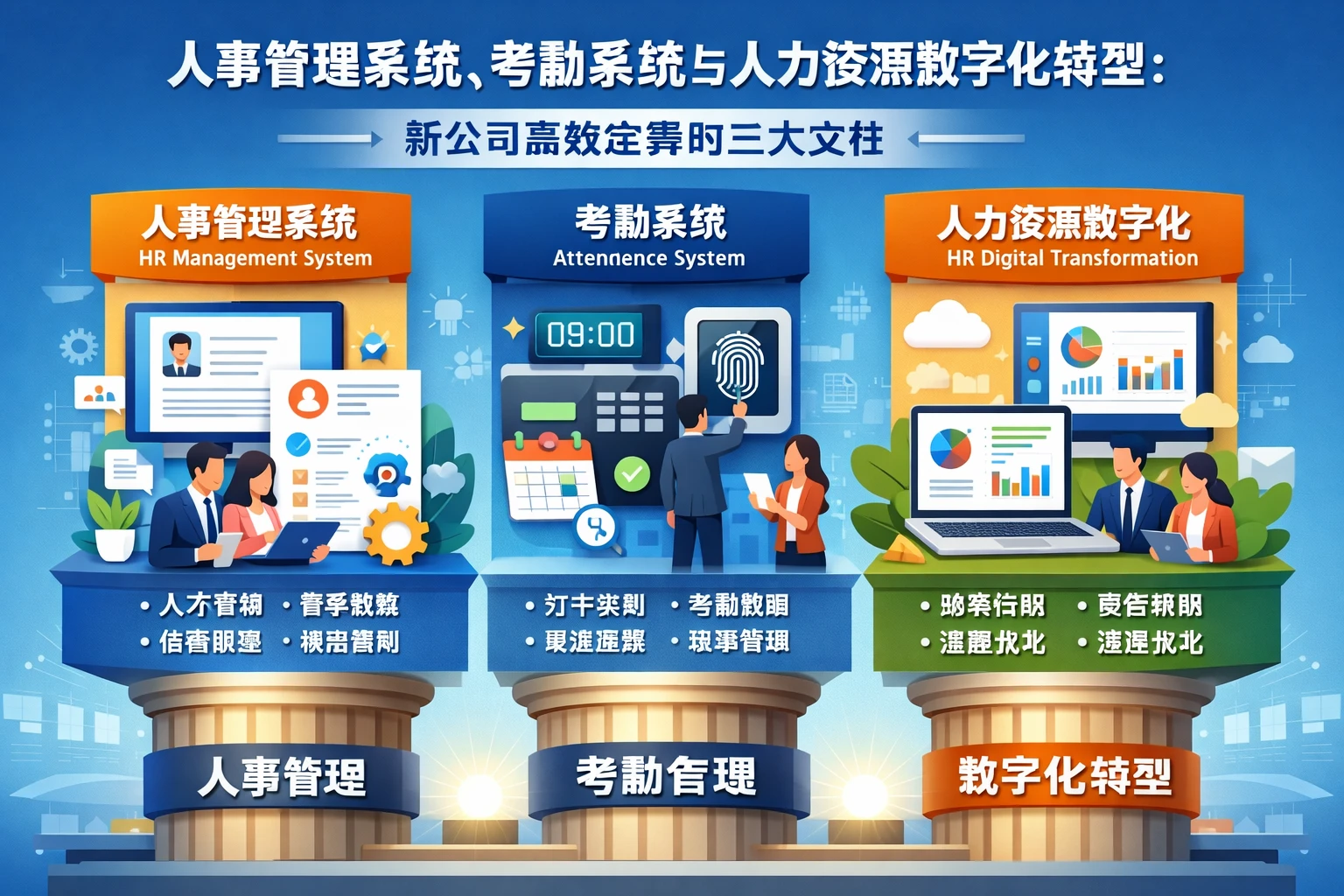 人事管理系统、考勤系统与人力资源数字化转型：新公司高效运营的三大支柱