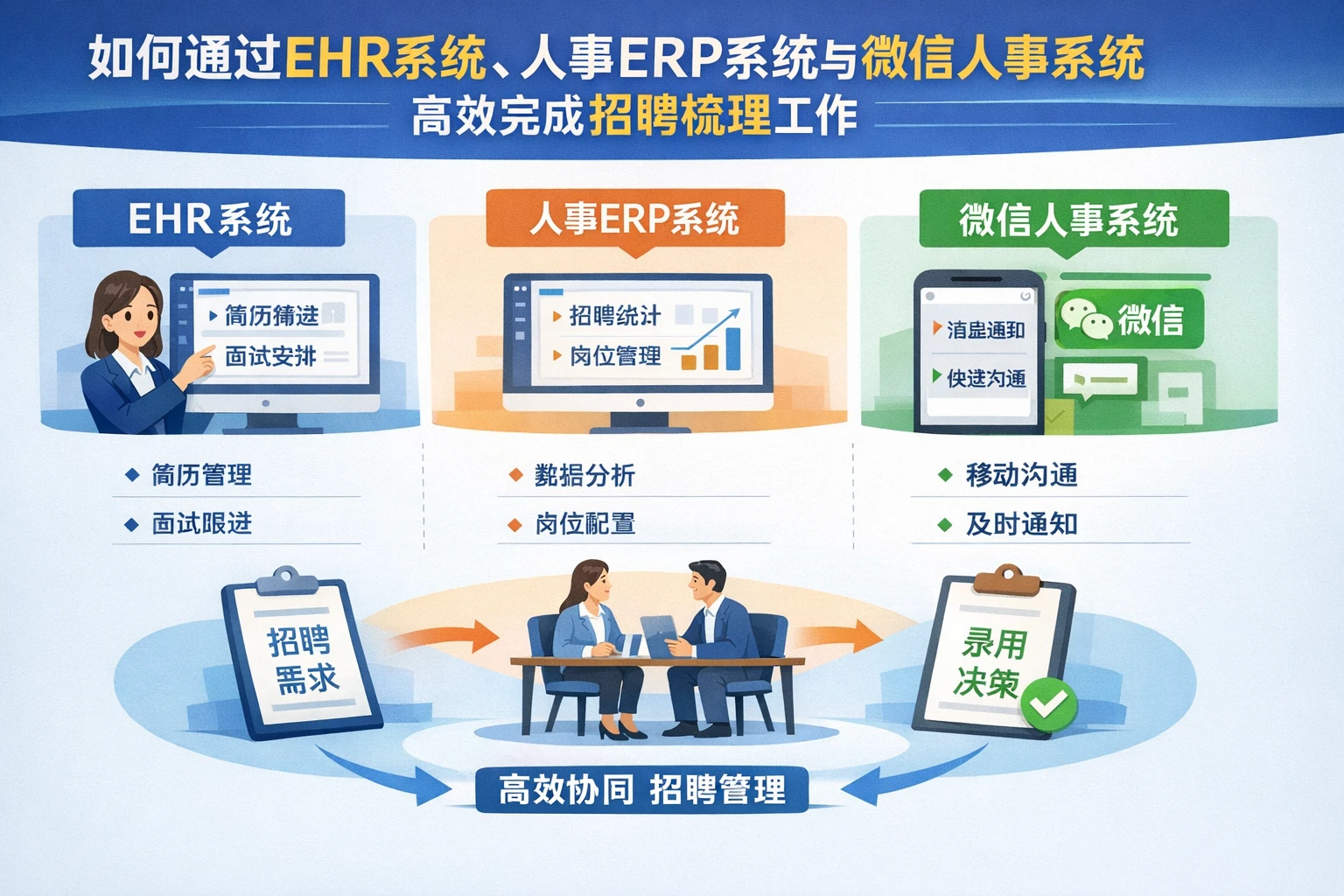 如何通过EHR系统、人事ERP系统与微信人事系统高效完成招聘梳理工作
