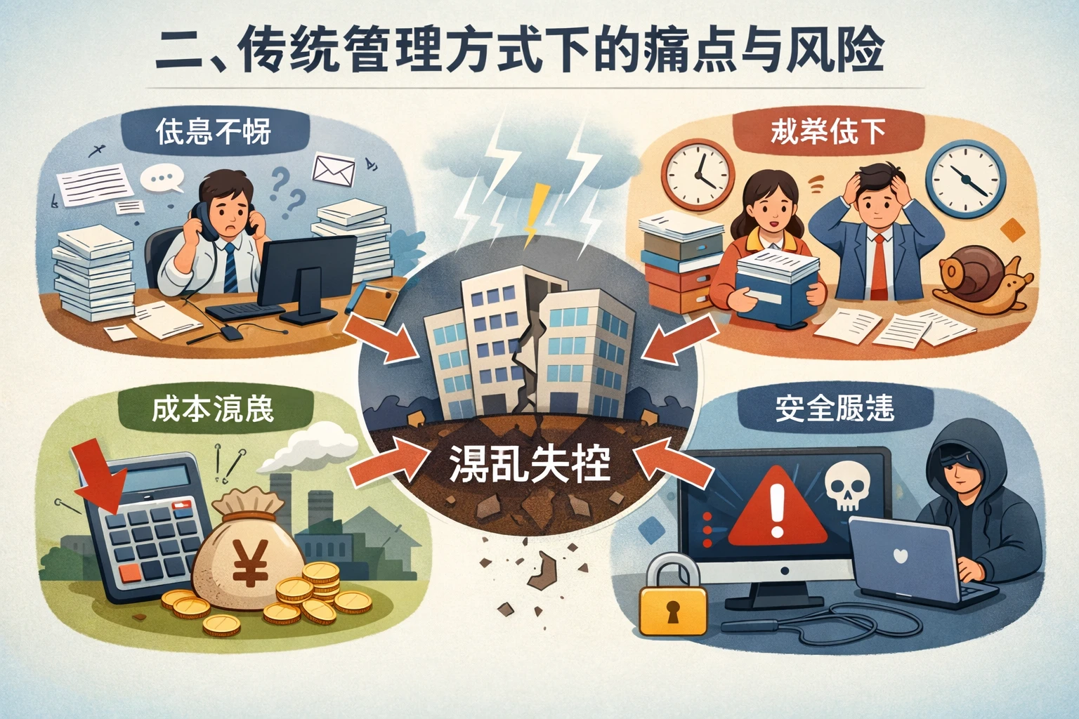 二、传统管理方式下的痛点与风险