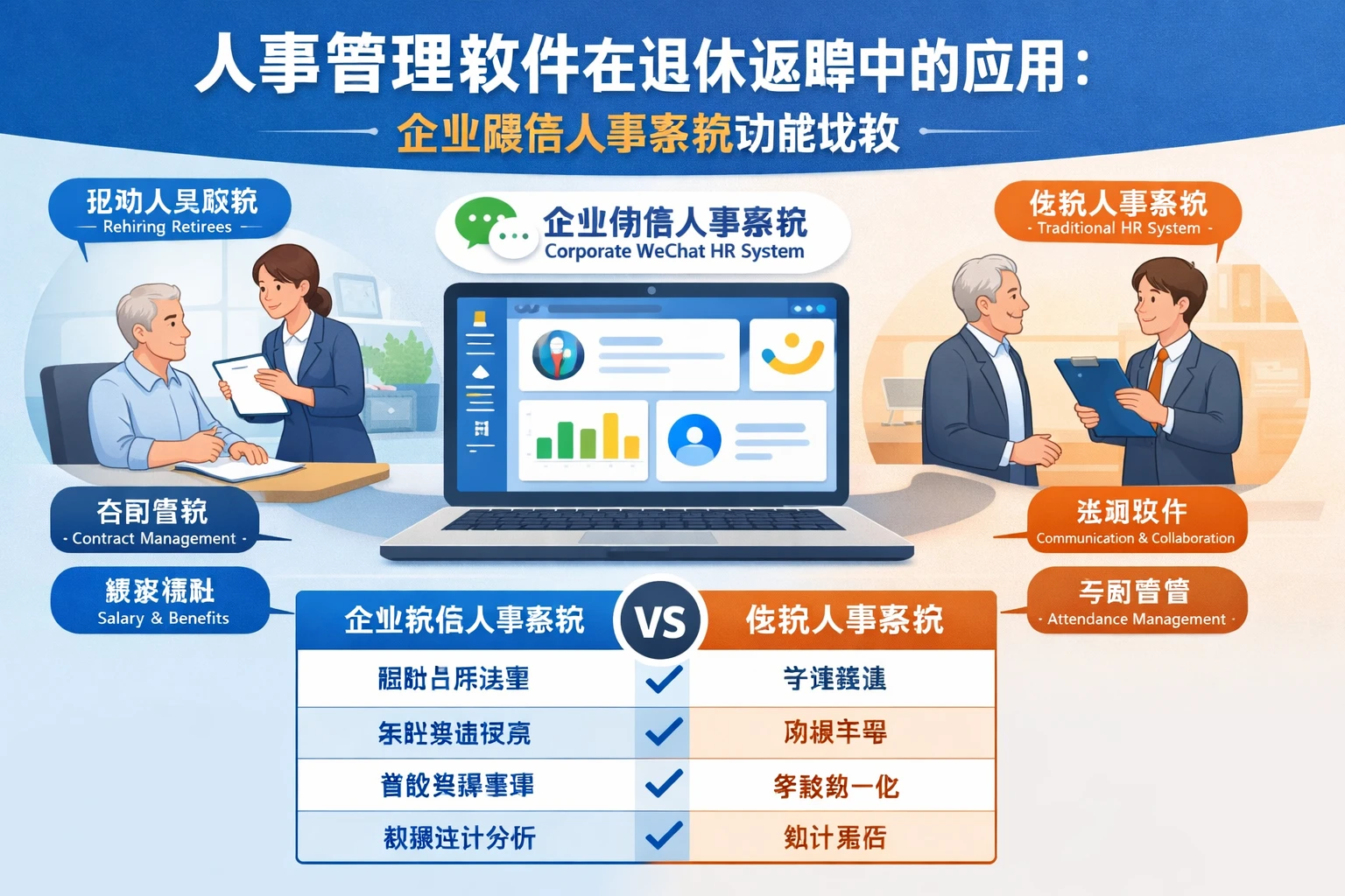人事管理软件在退休返聘中的应用：企业微信人事系统功能比较