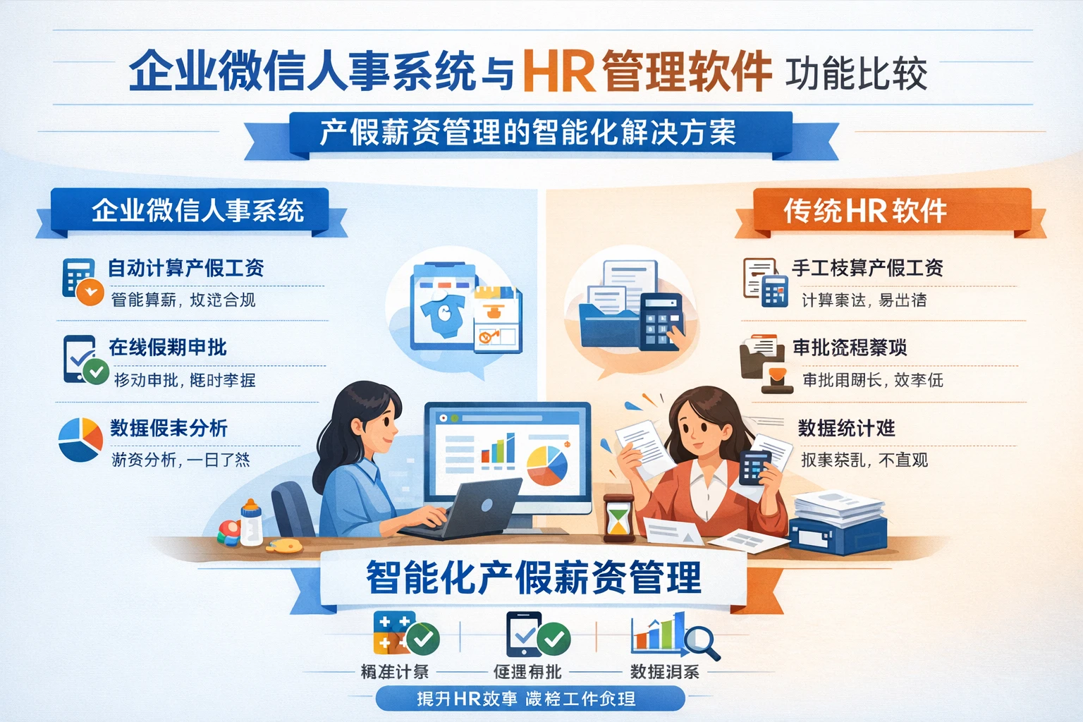 企业微信人事系统与HR管理软件功能比较：产假薪资管理的智能化解决方案