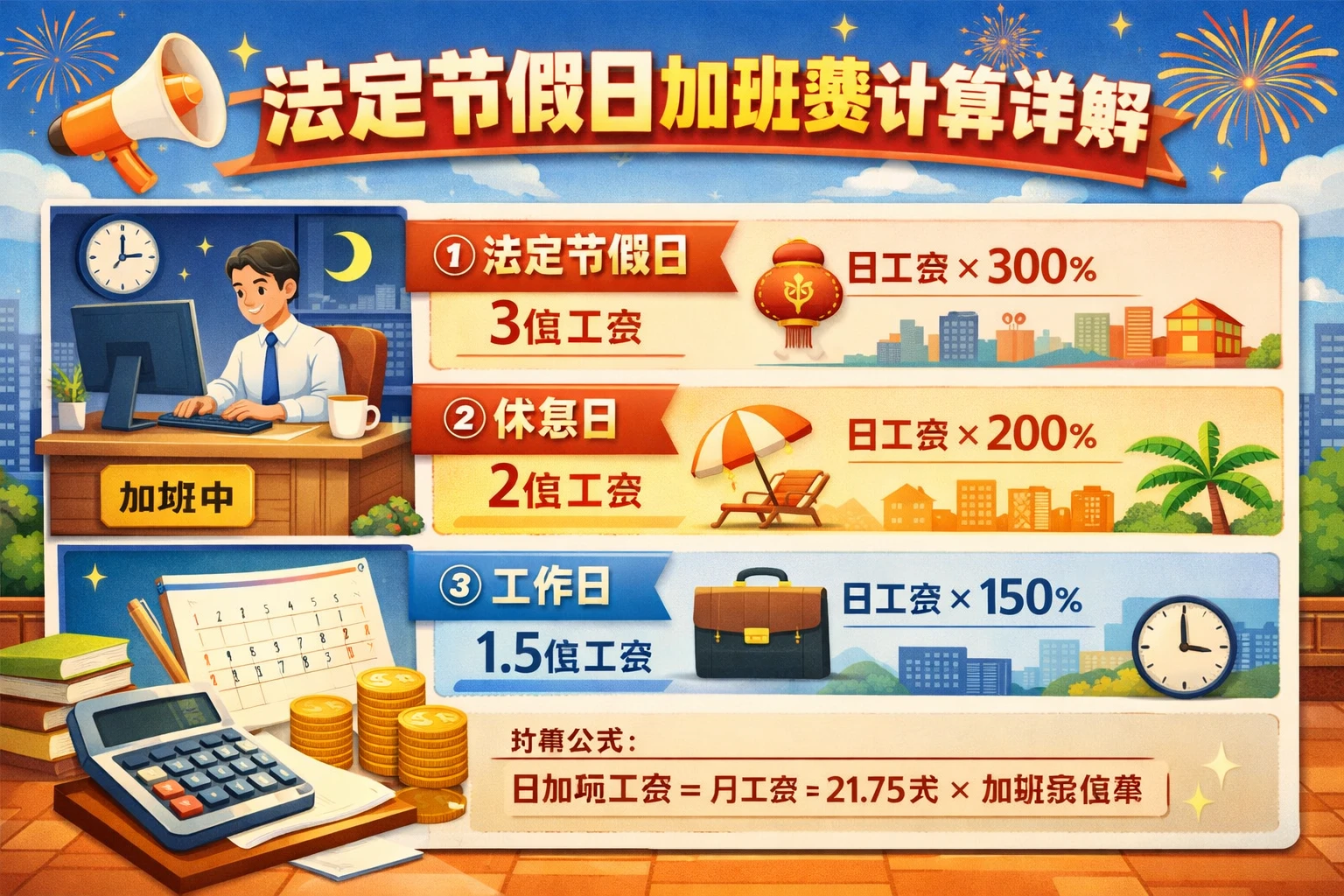 法定节假日加班费计算详解