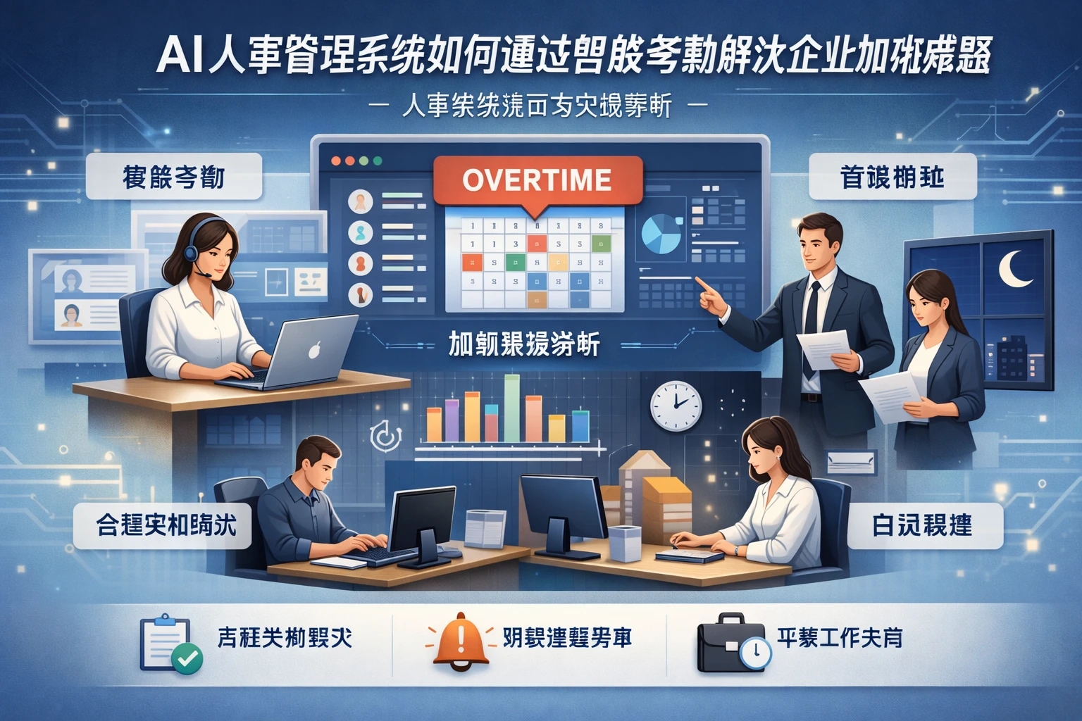 AI人事管理系统如何通过智能考勤解决企业加班难题 - 人事系统演示与实战解析