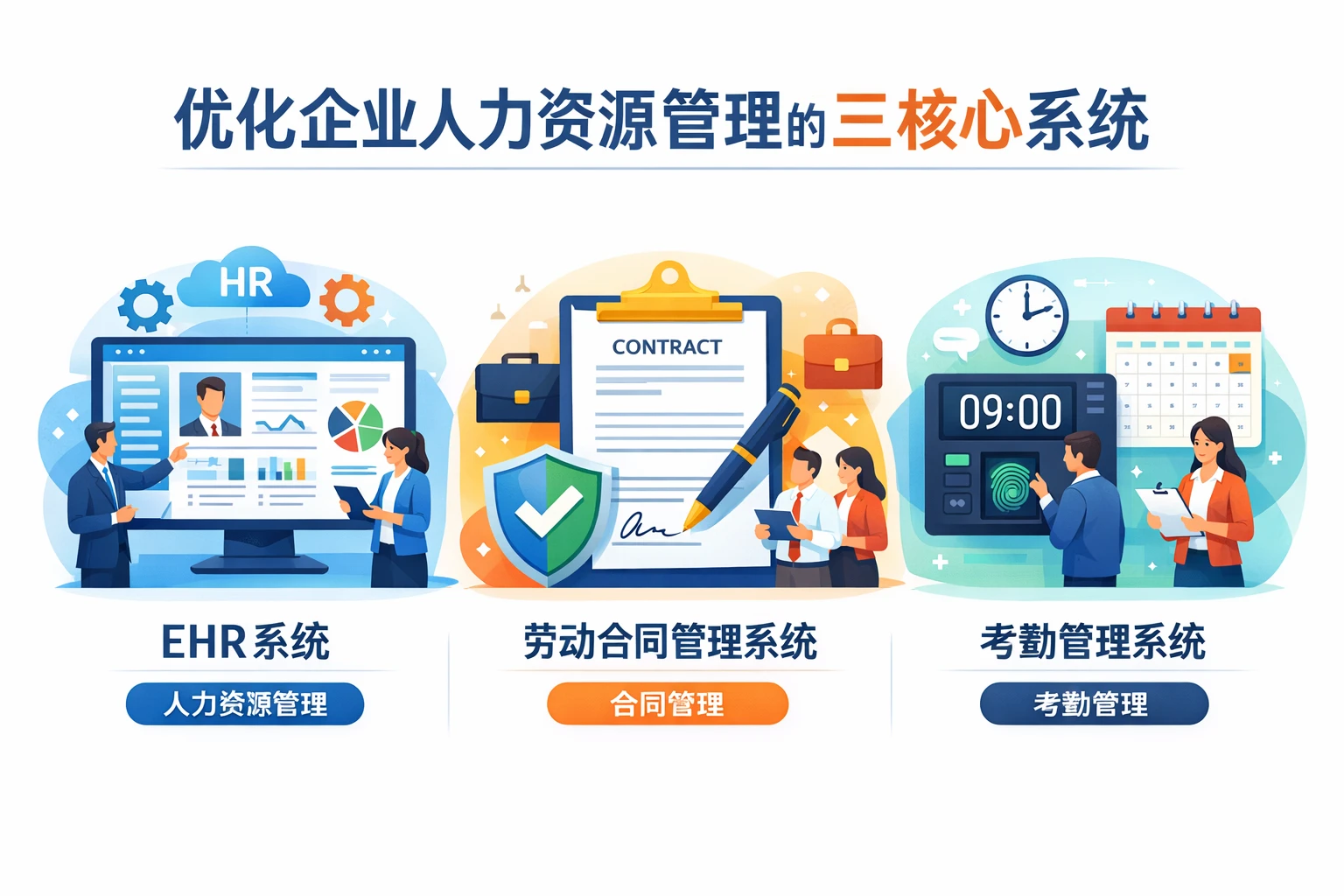 优化企业人力资源管理的三大核心系统：EHR系统、劳动合同管理系统与考勤管理系统
