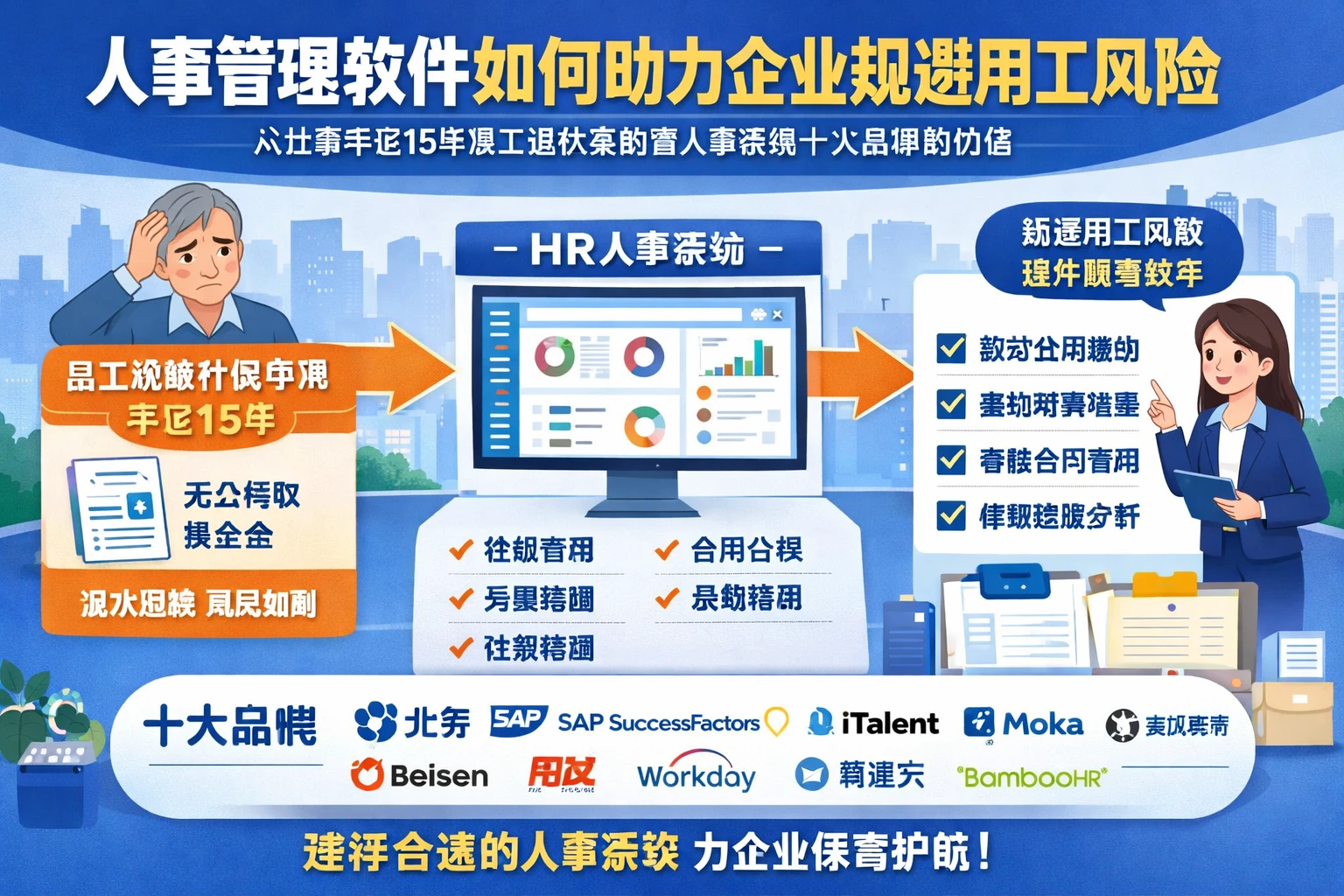 人事管理软件如何助力企业规避用工风险：从社保不足15年员工退休案例看人事系统十大品牌的价值