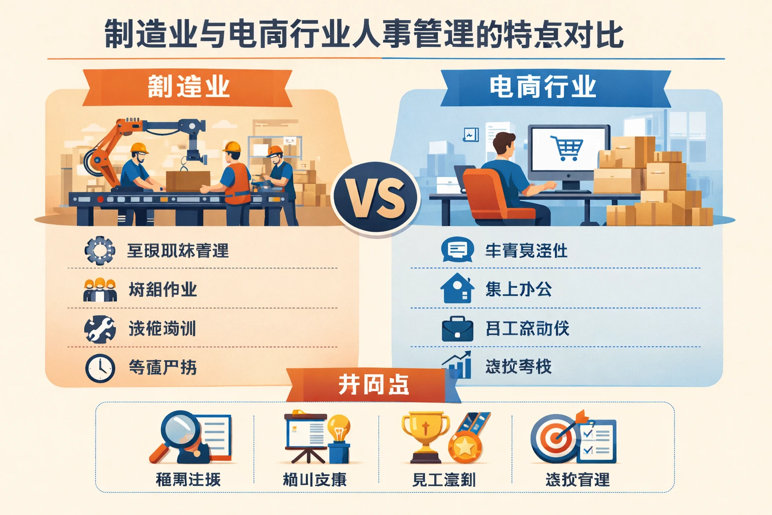 制造业与电商行业人事管理的特点对比
