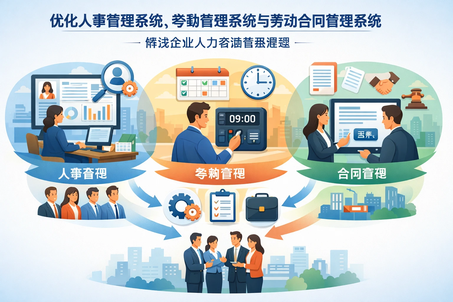 优化人事管理系统、考勤管理系统与劳动合同管理系统，解决企业人力资源管理难题