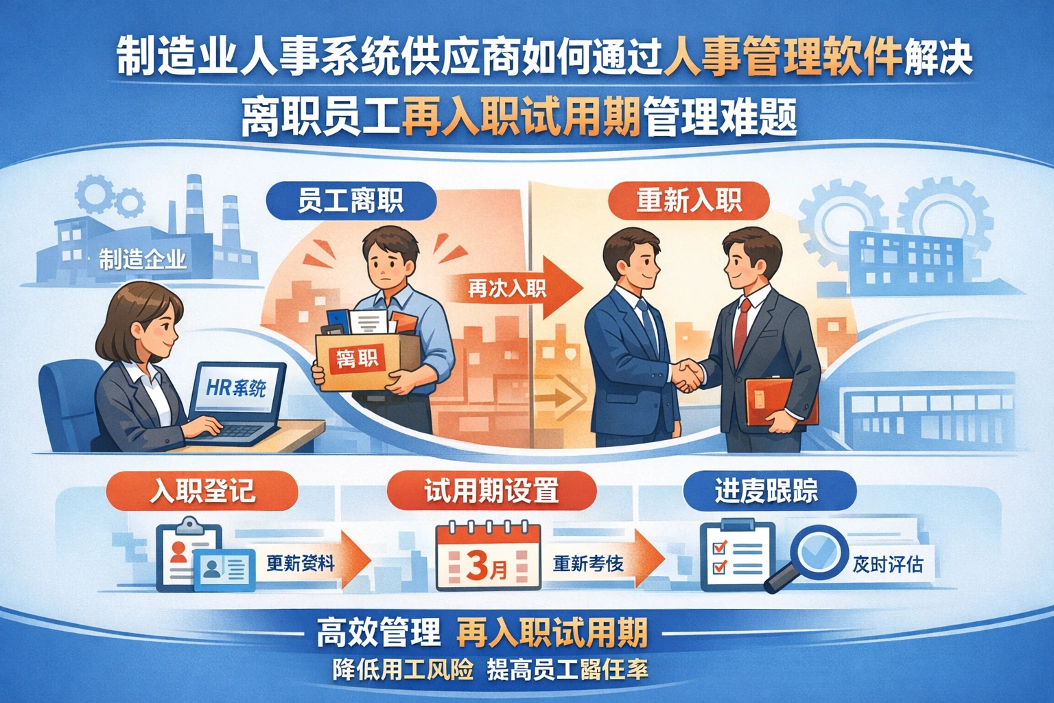 制造业人事系统供应商如何通过人事管理软件解决离职员工再入职试用期管理难题