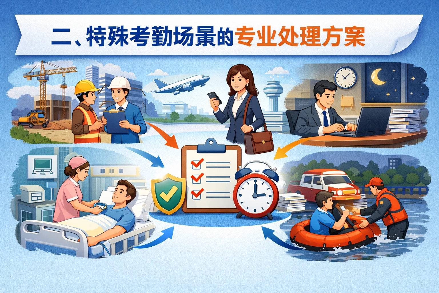 二、特殊考勤场景的专业处理方案
