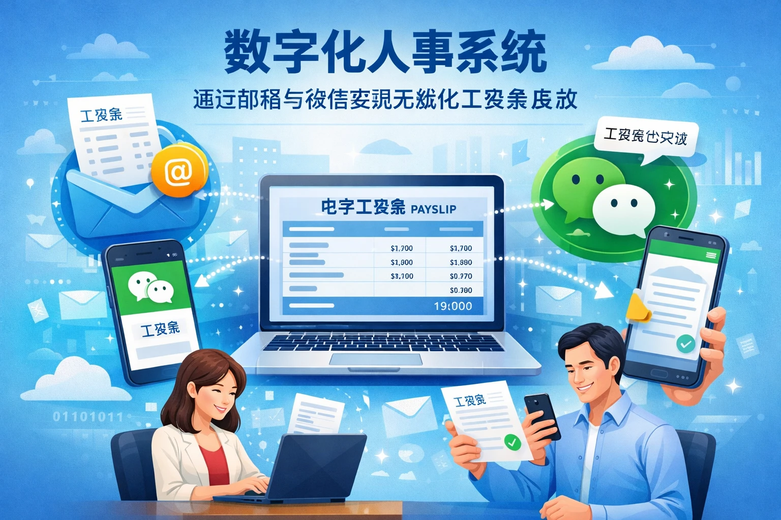 数字化人事系统：通过邮箱与微信实现无纸化工资条发放