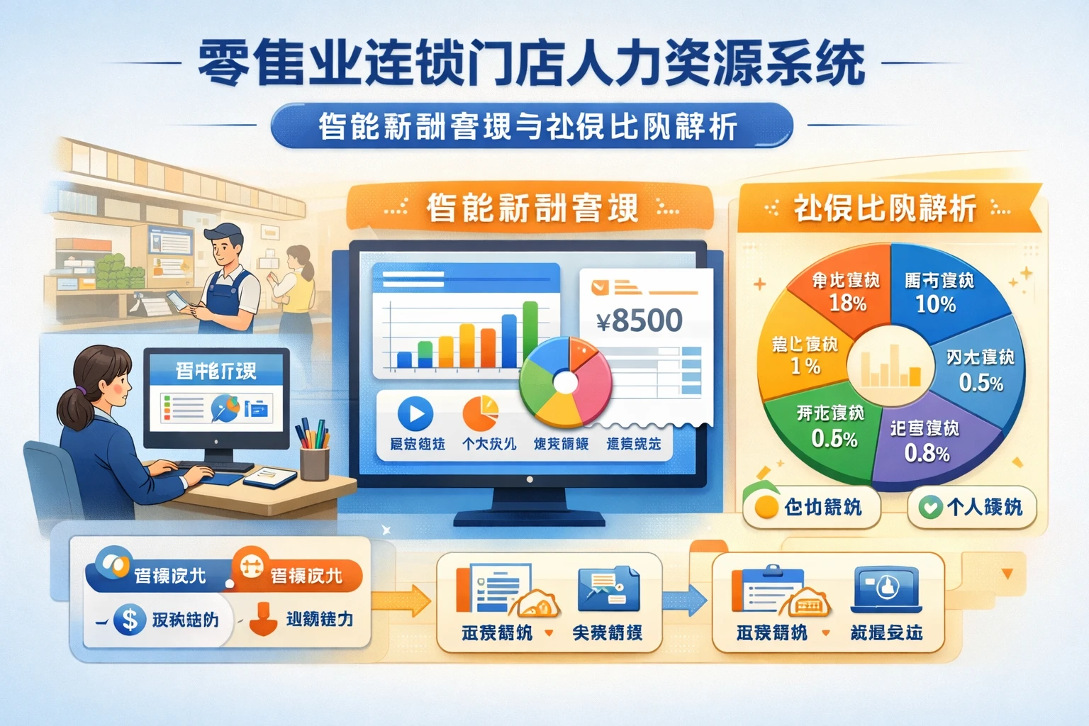 零售业连锁门店人力资源系统：智能薪酬管理与社保比例解析