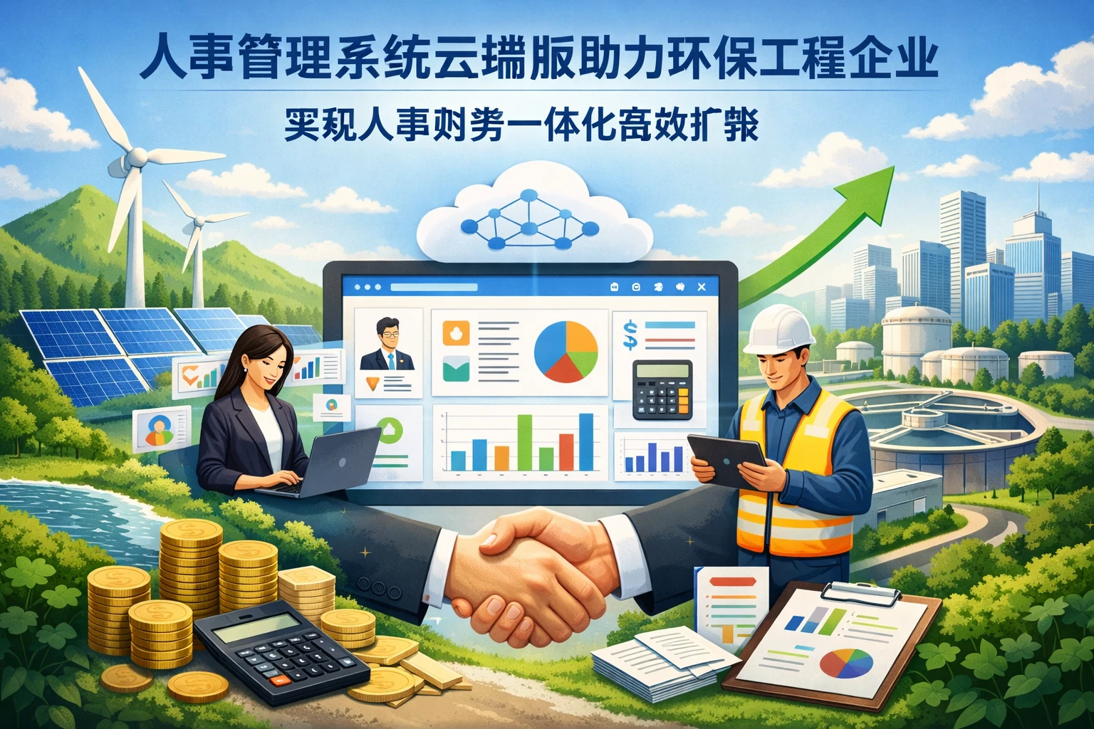 人事管理系统云端版助力环保工程企业实现人事财务一体化高效扩张