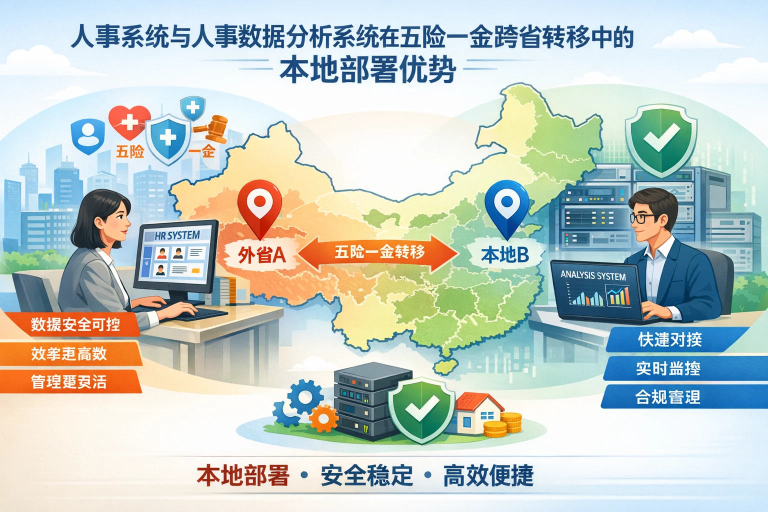 人事系统与人事数据分析系统在五险一金跨省转移中的本地部署优势