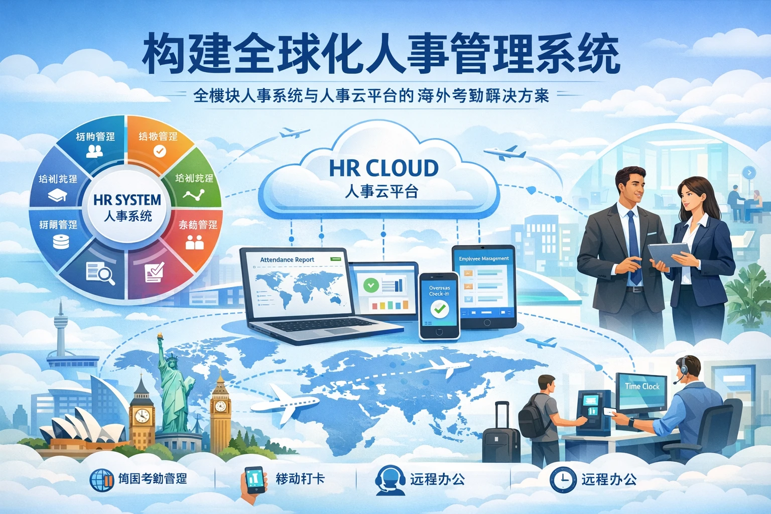 构建全球化人事管理系统:全模块人事系统与人事云平台的海外考勤解决方案