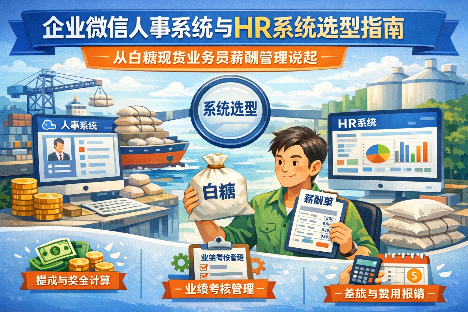 企业微信人事系统与HR系统选型指南:从白糖现货业务员薪酬管理说起