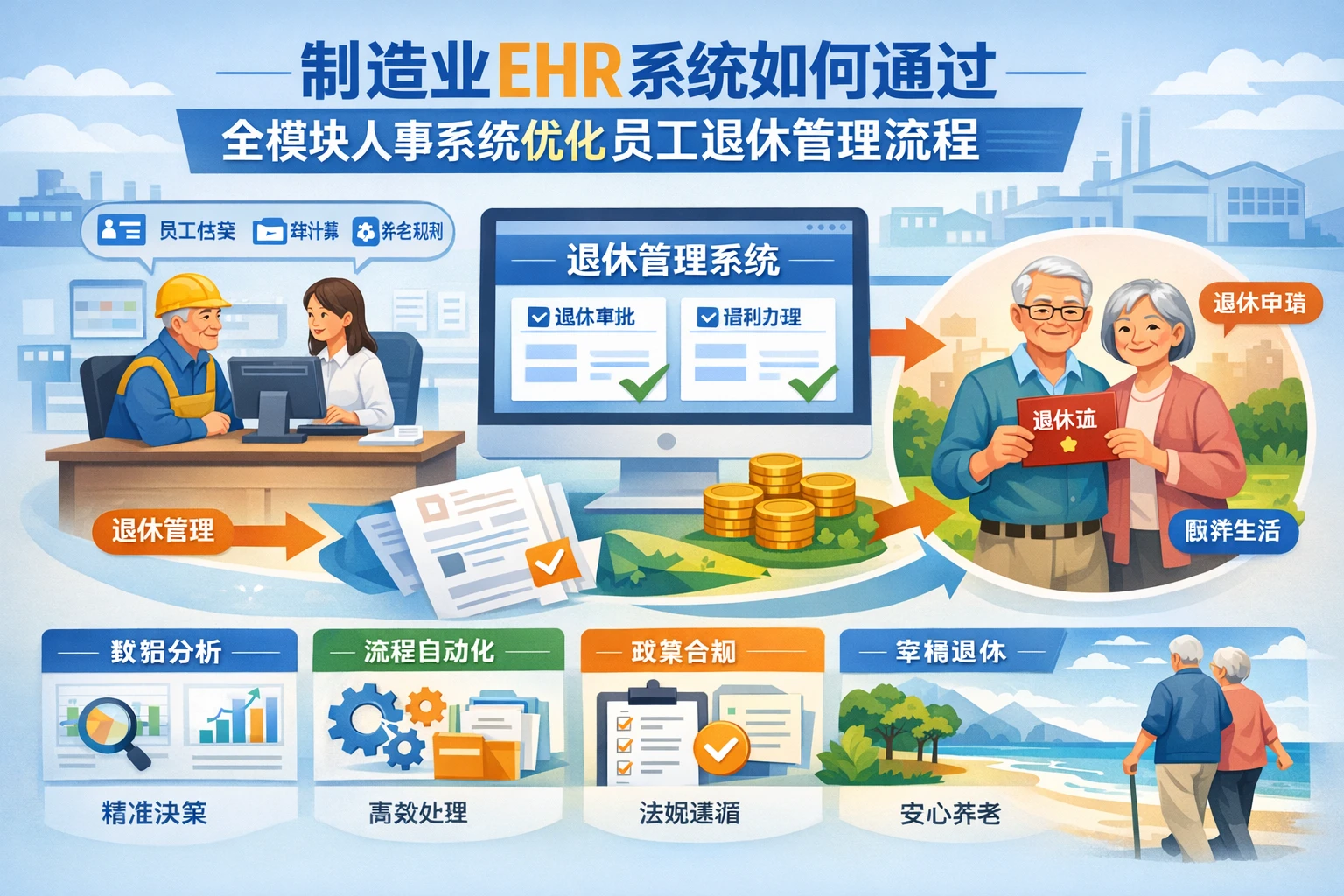 制造业EHR系统如何通过全模块人事系统优化员工退休管理流程