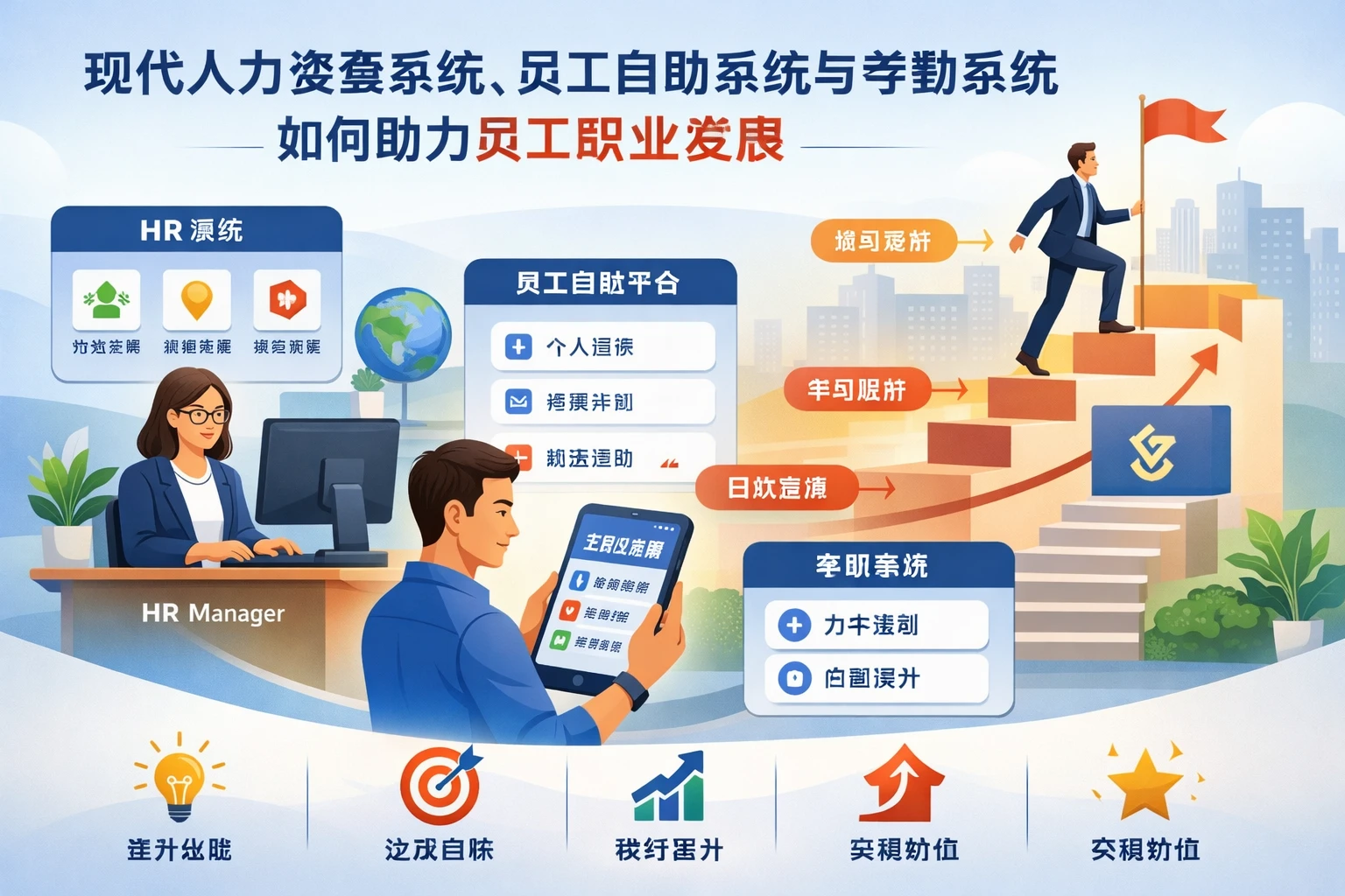 现代人力资源系统、员工自助系统与考勤系统如何助力员工职业发展