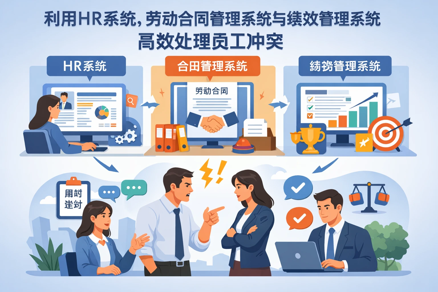 利用HR系统、劳动合同管理系统与绩效管理系统高效处理员工冲突