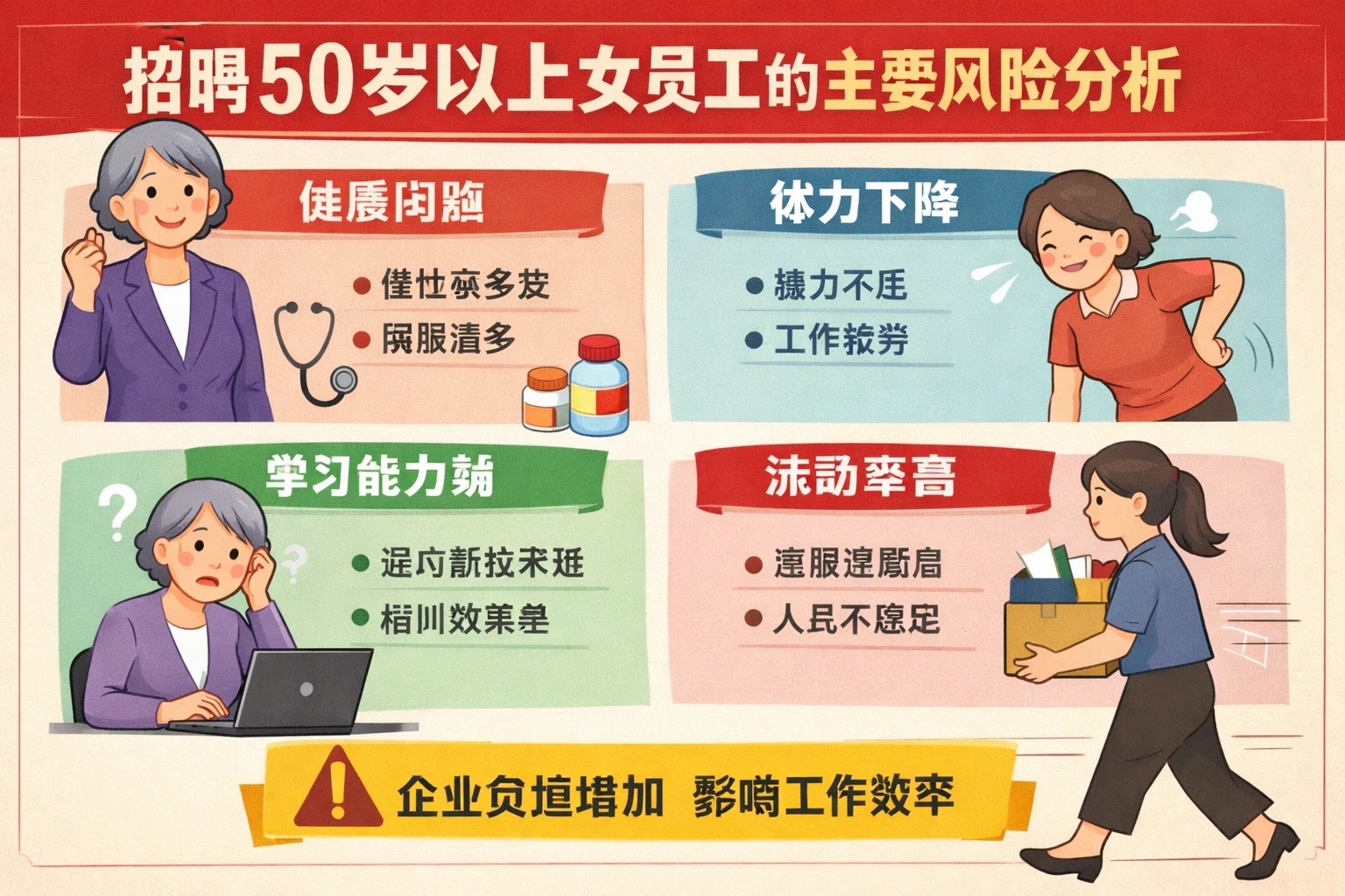 招聘50岁以上女员工的主要风险分析
