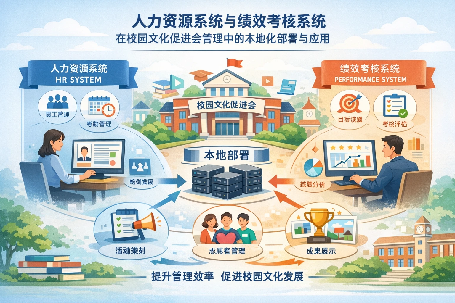 人力资源系统与绩效考核系统在校园文化促进会管理中的本地化部署与应用