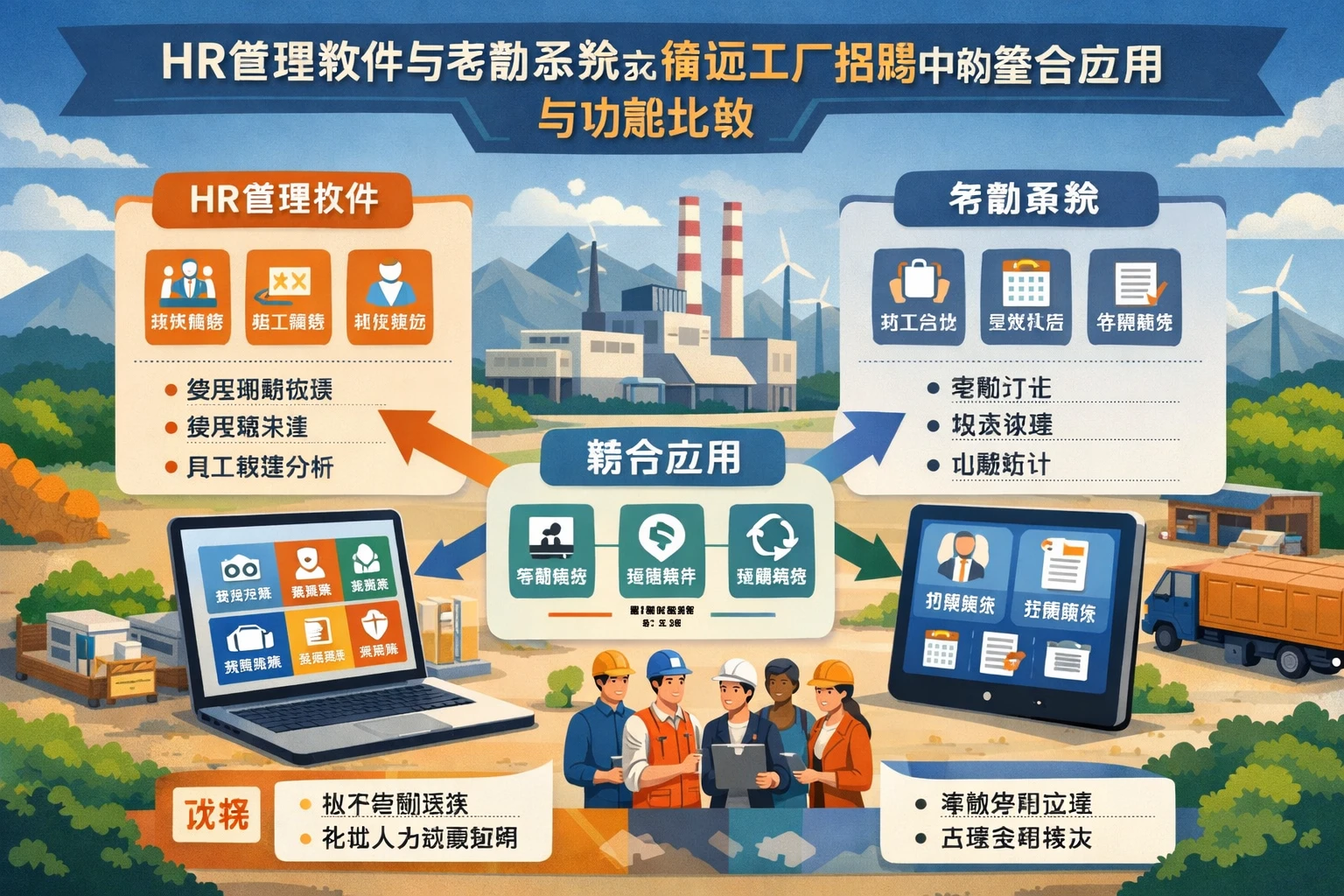 HR管理软件与考勤系统在偏远工厂招聘中的整合应用与功能比较