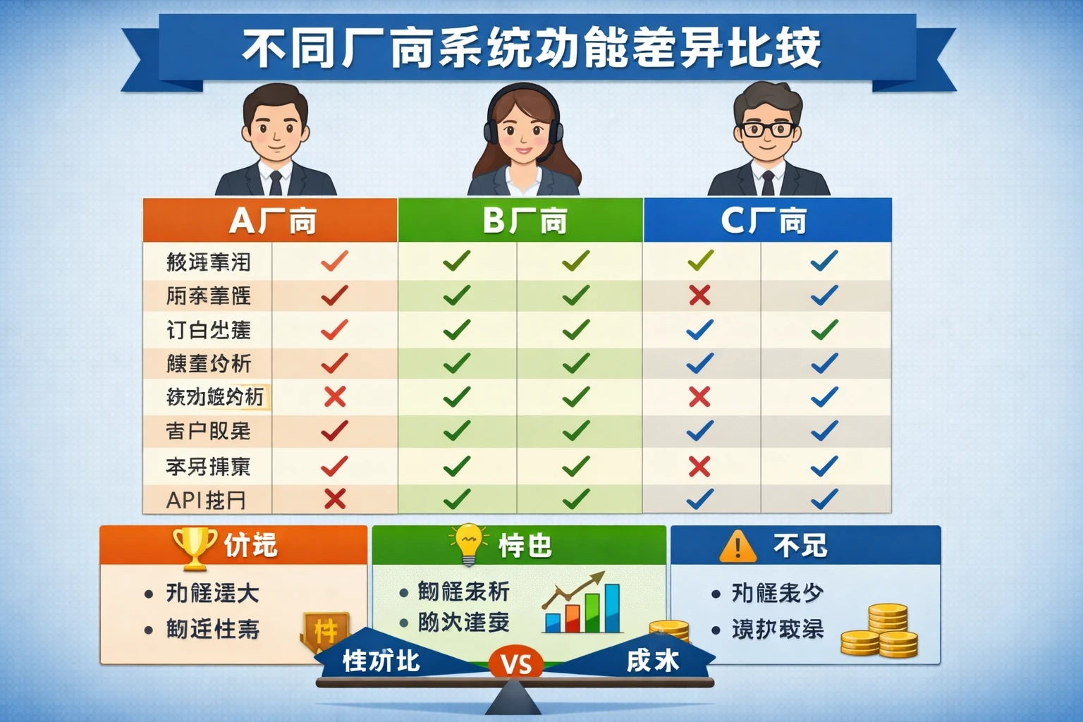 不同厂商系统功能差异比较