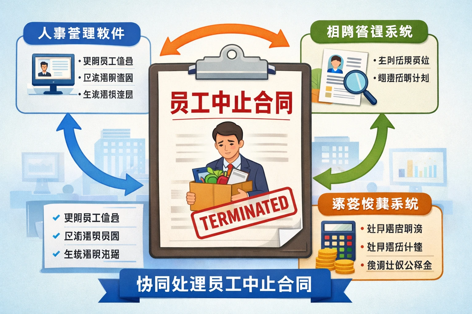人事管理软件、招聘管理系统与薪资核算系统如何协同处理员工中止合同