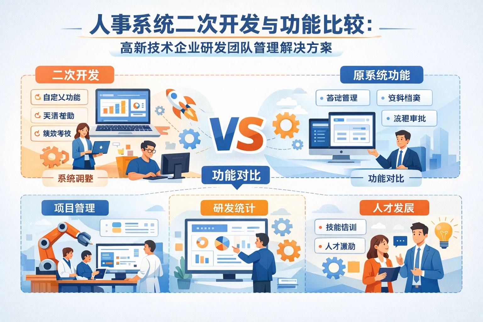 人事系统二次开发与功能比较：高新技术企业研发团队管理解决方案