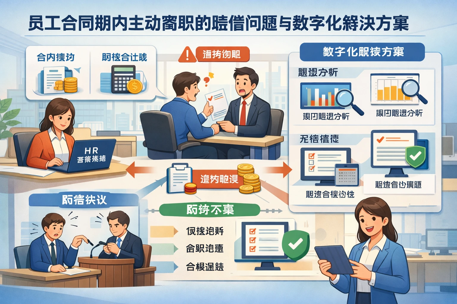 人力资源管理系统视角：员工合同期内主动离职的赔偿问题与数字化解决方案