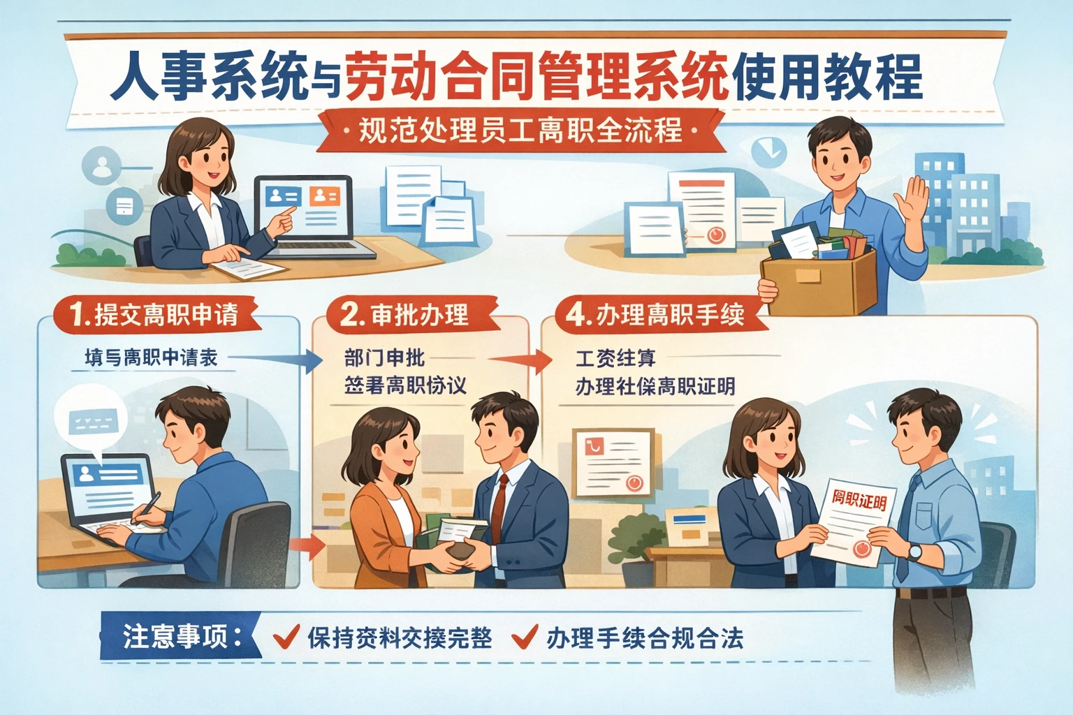 人事系统与劳动合同管理系统使用教程：规范处理员工离职全流程