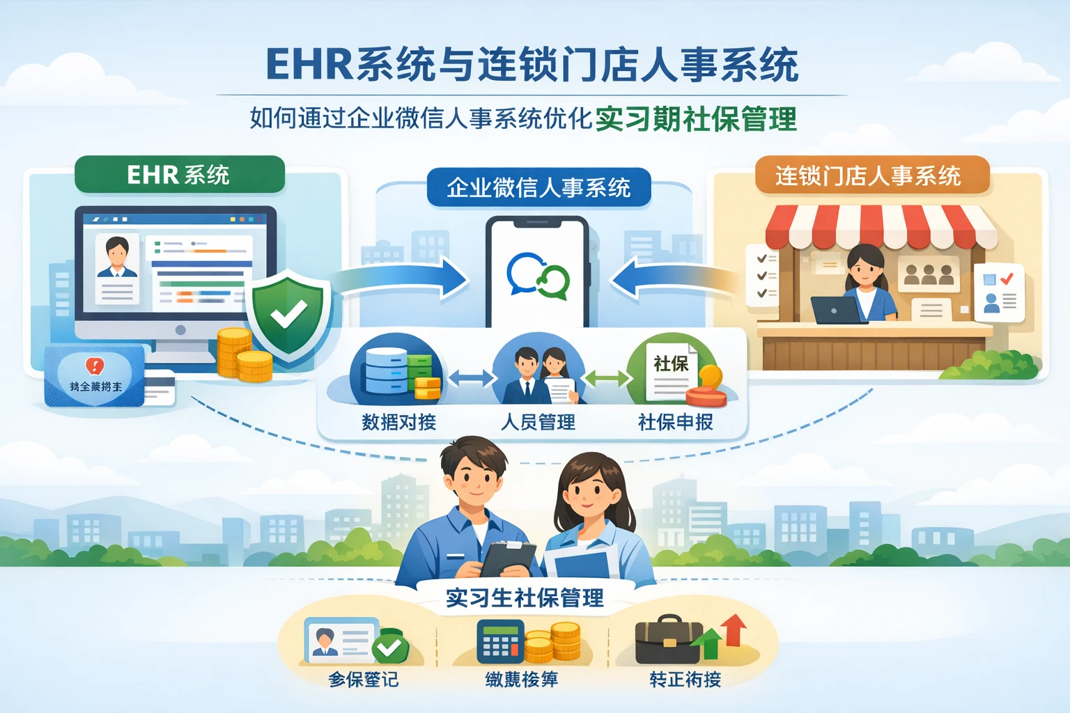 EHR系统与连锁门店人事系统如何通过企业微信人事系统优化实习期社保管理