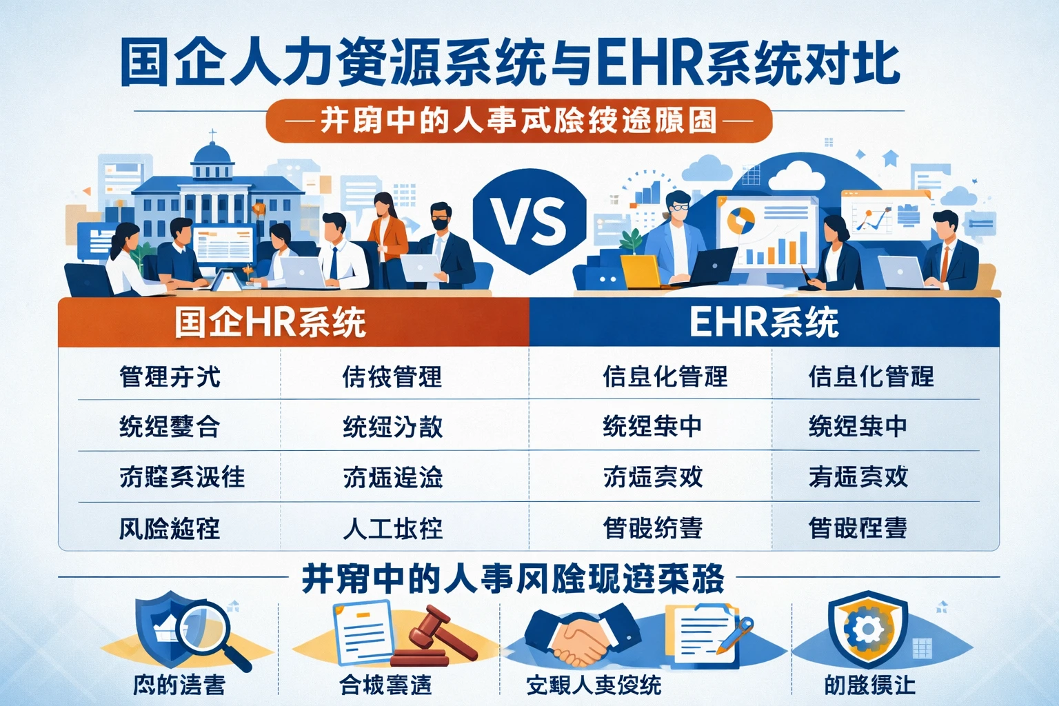 国企人力资源系统与EHR系统对比：并购中的人事风险规避策略