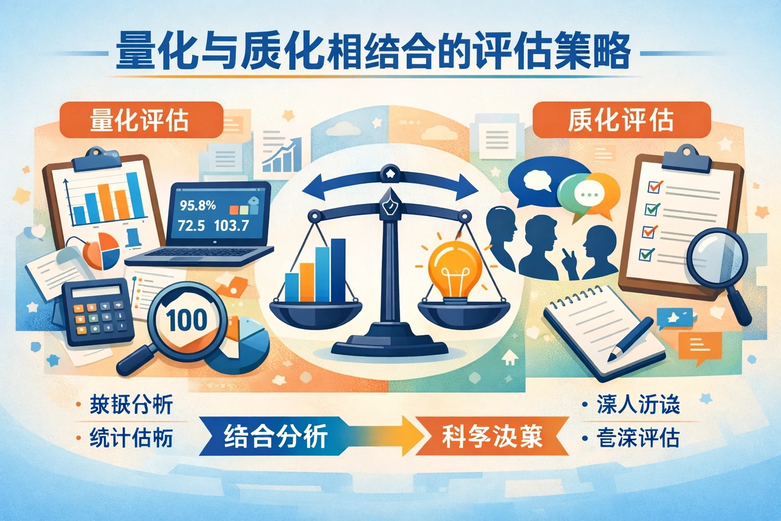 量化与质化相结合的评估策略