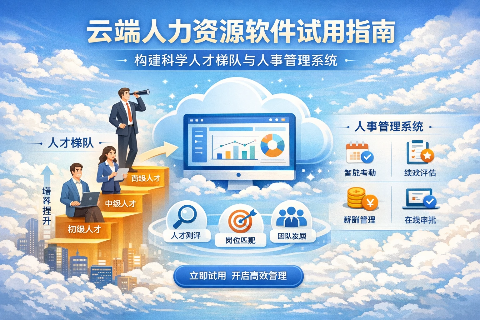 云端人力资源软件试用指南：构建科学人才梯队与人事管理系统