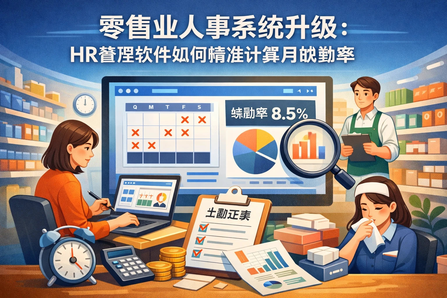 零售业人事系统升级：HR管理软件如何精准计算月缺勤率