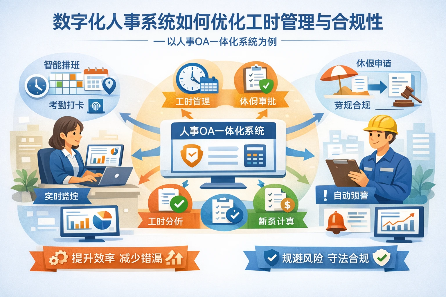 数字化人事系统如何优化工时管理与合规性——以人事OA一体化系统为例