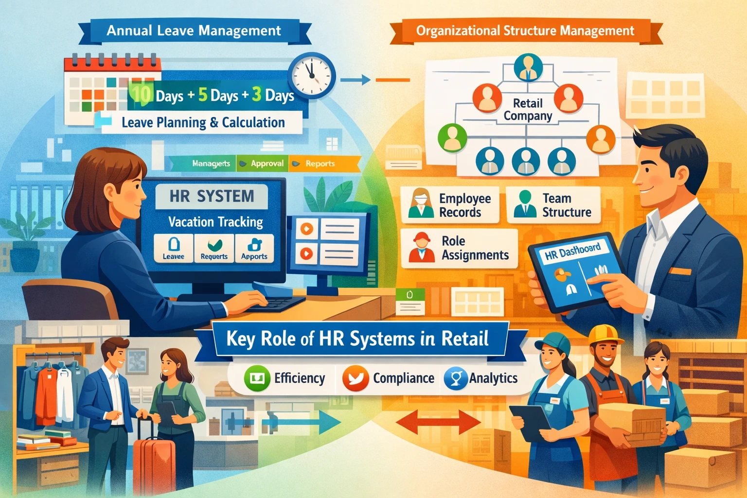 人力资源系统在零售业年假分段计算与组织架构管理中的关键作用