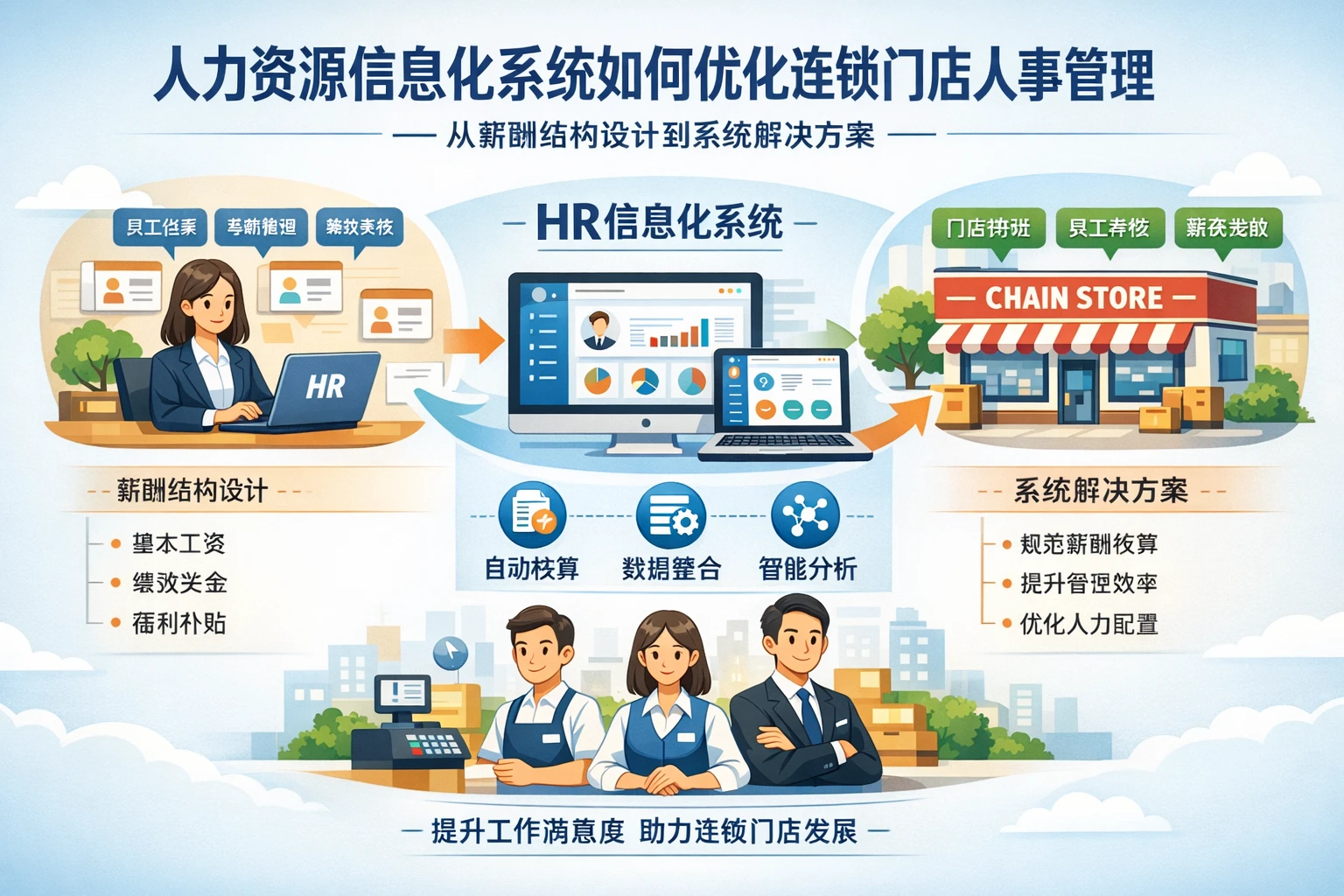 人力资源信息化系统如何优化连锁门店人事管理——从薪酬结构设计到系统解决方案