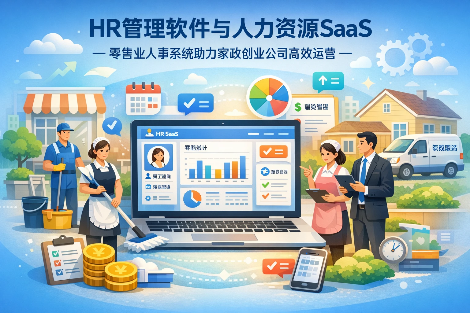 HR管理软件与人力资源SaaS:零售业人事系统如何助力家政创业公司高效运营
