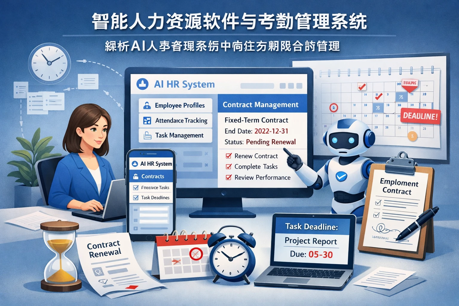 智能人力资源软件与考勤管理系统：解析AI人事管理系统中的任务期限合同管理