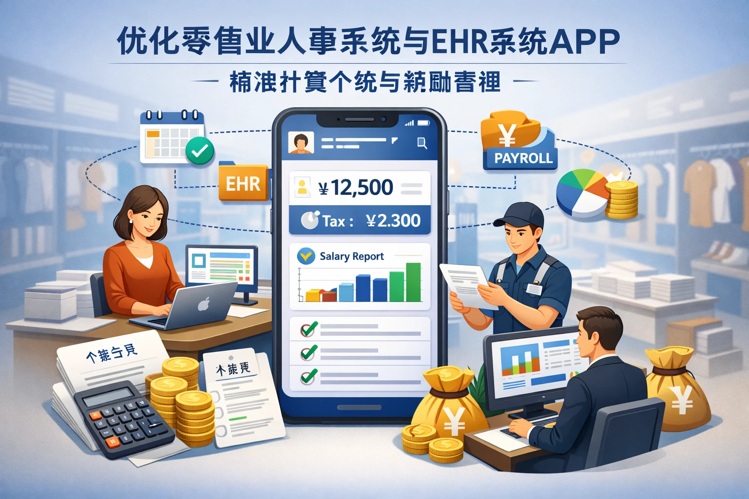 优化零售业人事系统与EHR系统APP，精准计算个税与薪酬管理
