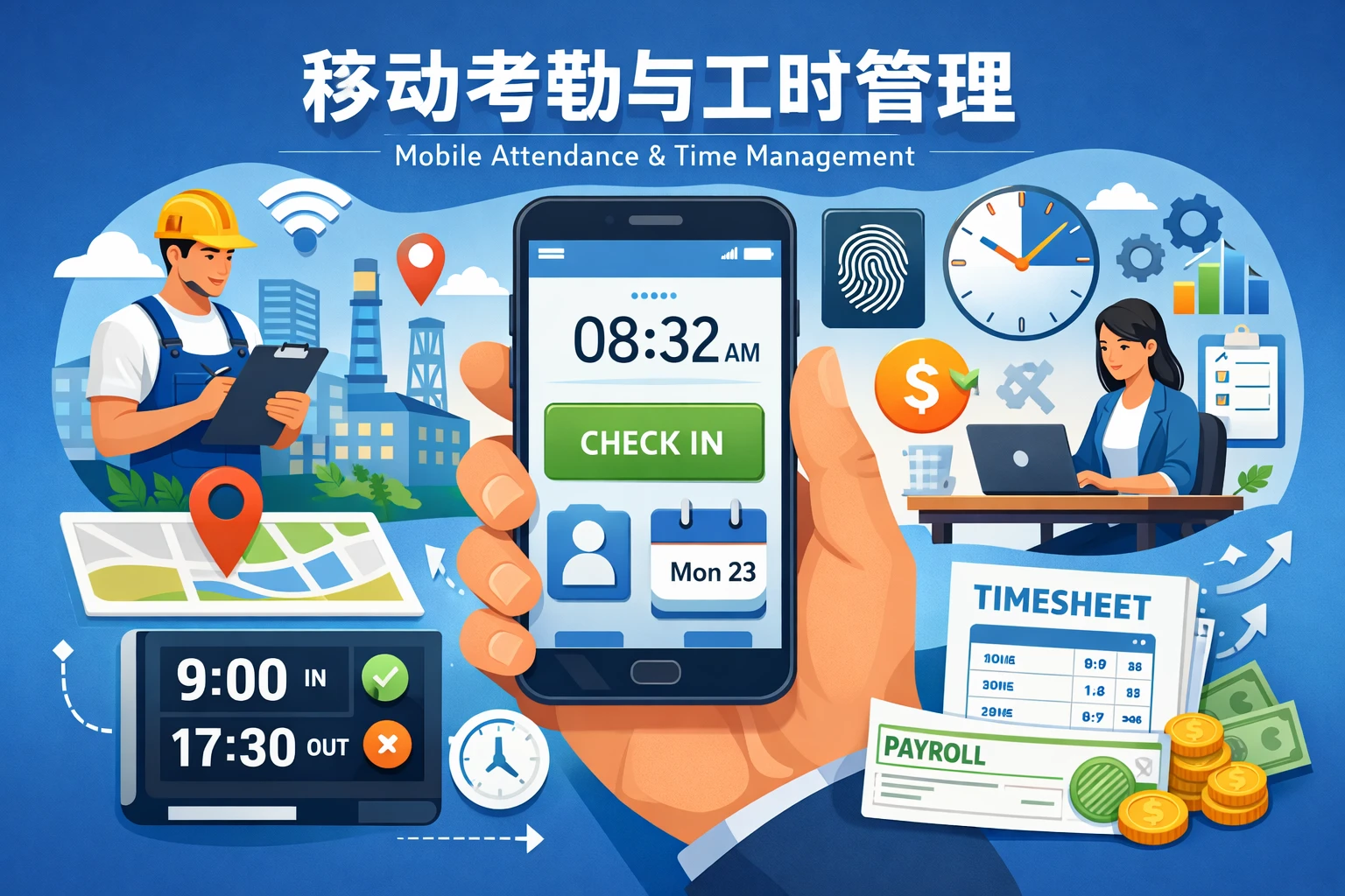 移动考勤与工时管理