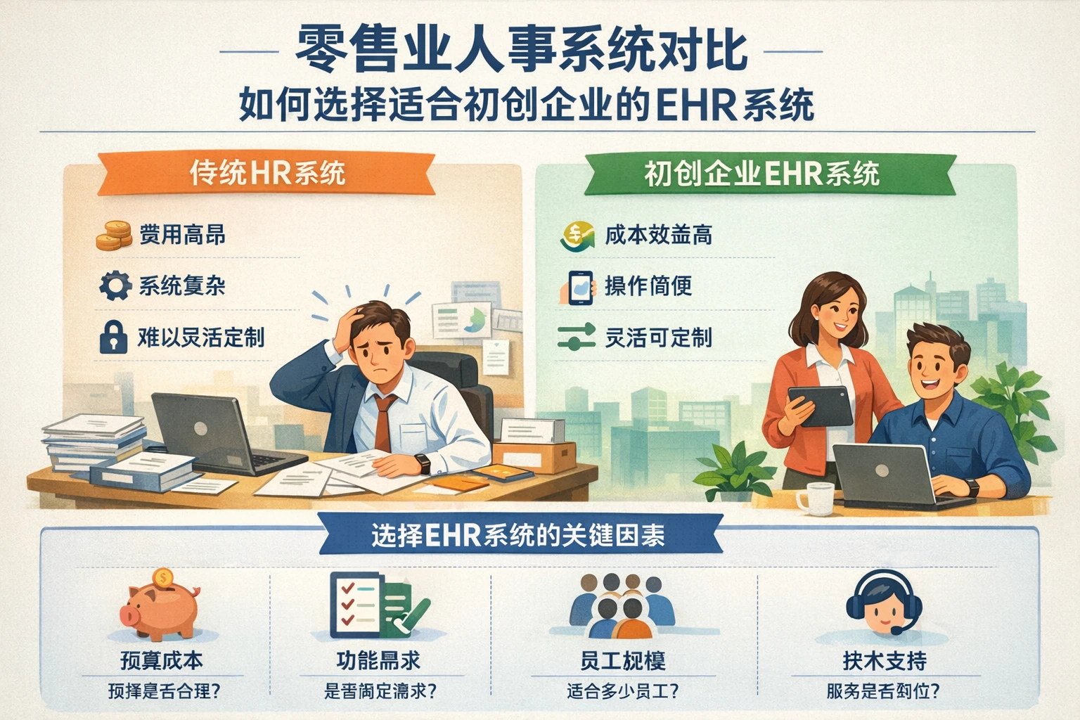 零售业人事系统对比：如何选择适合初创企业的EHR系统