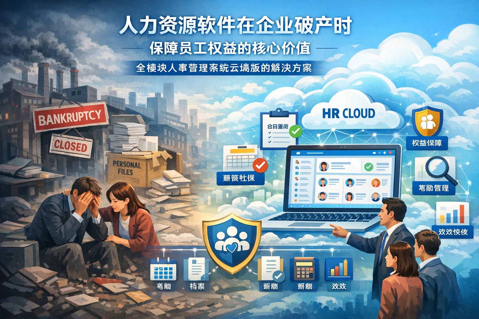 人力资源软件在企业破产时保障员工权益的核心价值：全模块人事管理系统云端版的解决方案