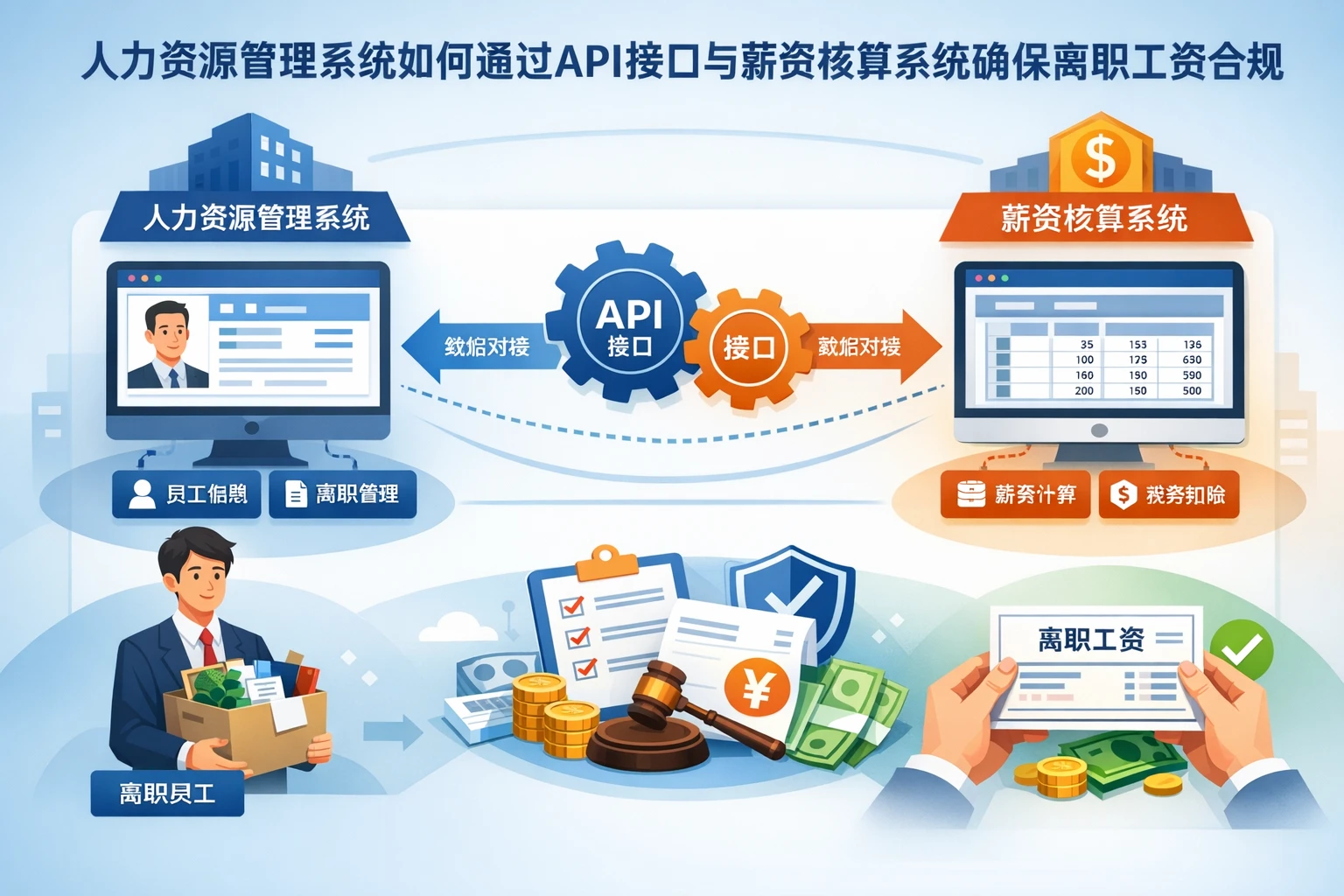 人力资源管理系统如何通过API接口与薪资核算系统确保离职工资合规发放