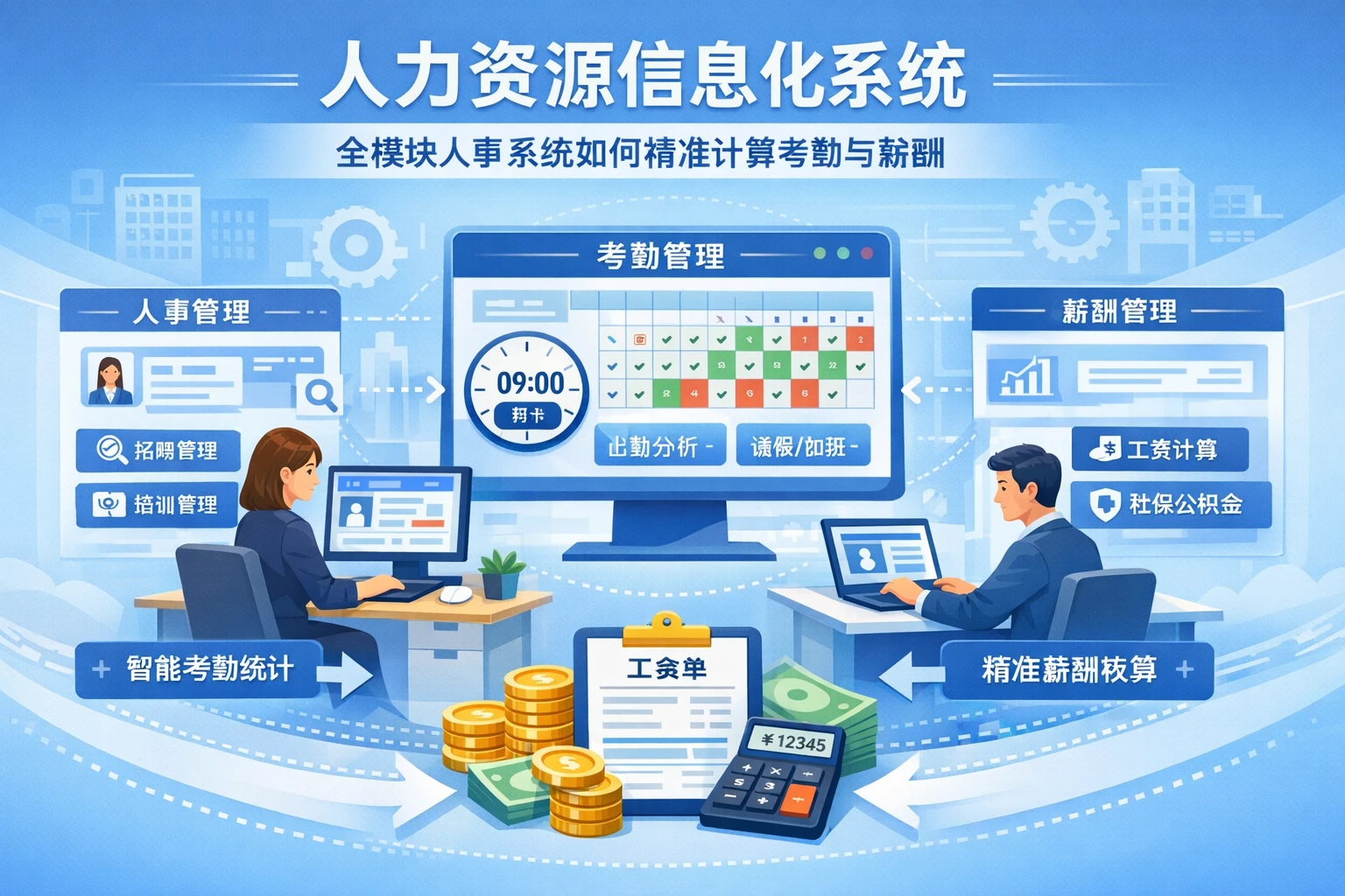 人力资源信息化系统：全模块人事系统如何精准计算考勤与薪酬