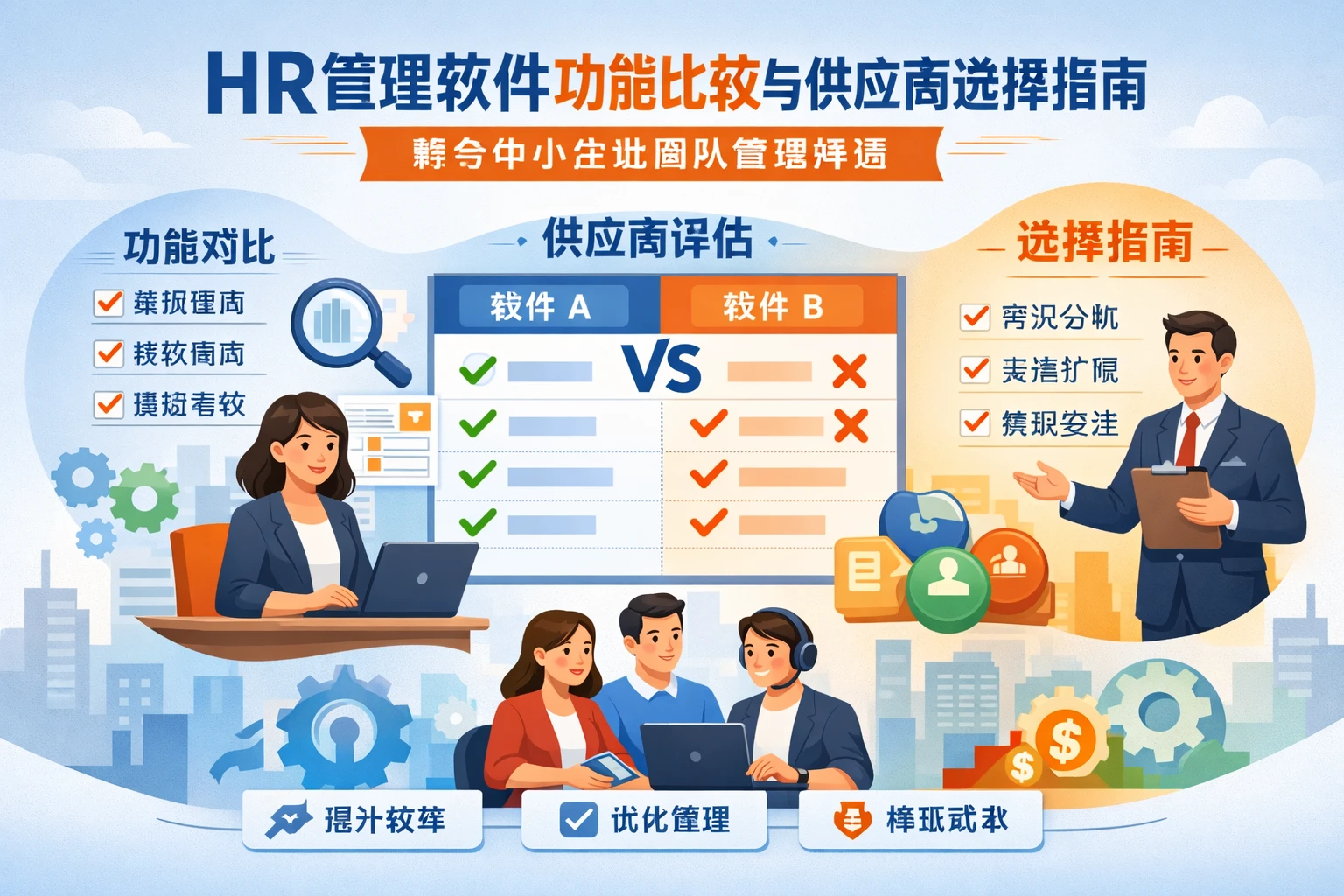 HR管理软件功能比较与供应商选择指南：解决中小企业团队管理难题