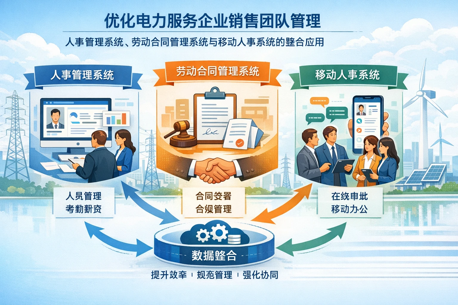 优化电力服务企业销售团队管理：人事管理系统、劳动合同管理系统与移动人事系统的整合应用