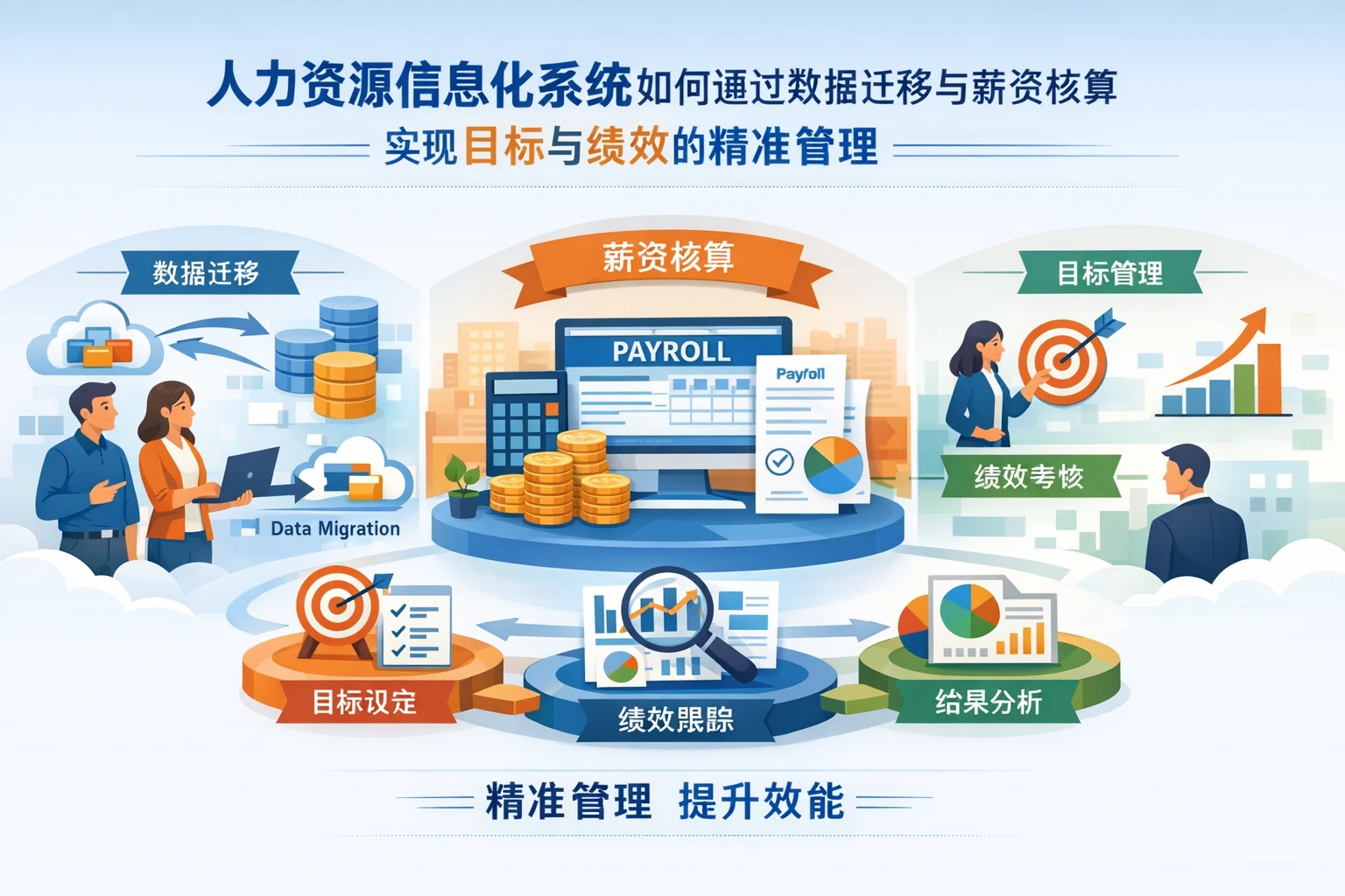 人力资源信息化系统如何通过数据迁移与薪资核算实现目标与绩效的精准管理