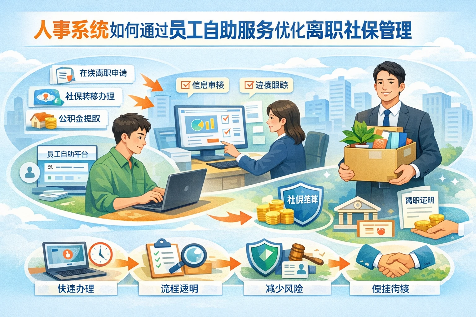 人事系统如何通过员工自助服务优化离职社保管理